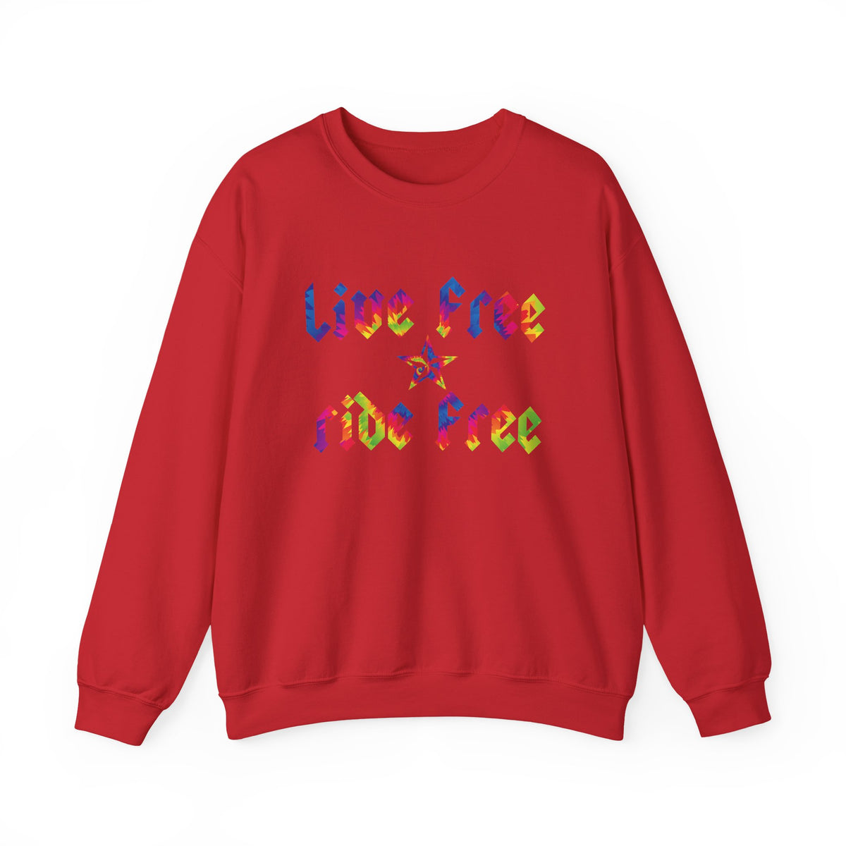 Live Free Ride Free Tie Dye Unisex Heavy Blend™ Crewneck Sweatshirt