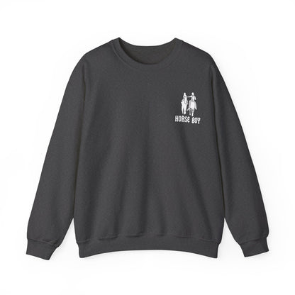 Horse Boy Logo Small White - Unisex Heavy Blend™ Crewneck Sweatshirt
