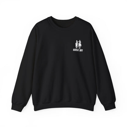 Horse Boy Logo Small White - Unisex Heavy Blend™ Crewneck Sweatshirt