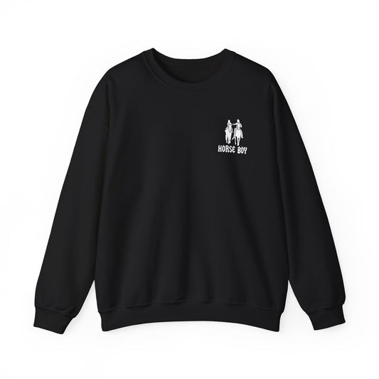 Horse Boy Logo Small White - Unisex Heavy Blend™ Crewneck Sweatshirt