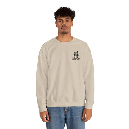 Horse Boy Crewneck Sweatshirt — "Live Free • Ride Free" Back Print