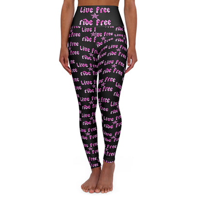 Live Free Ride Free Pink Tie Dye - High Waisted Yoga Leggings (AOP)