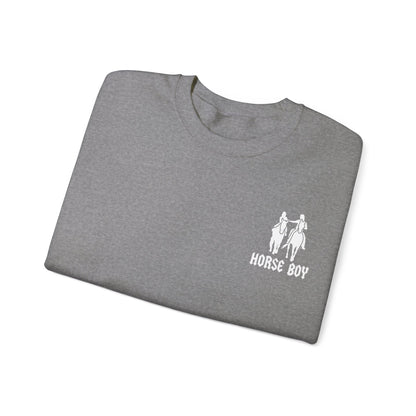 Horse Boy Logo Small White - Unisex Heavy Blend™ Crewneck Sweatshirt