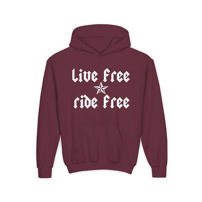 Live Free Ride Free - Youth Heavy Blend Hooded Sweatshirt