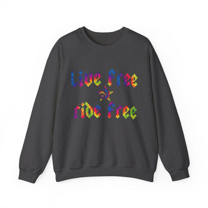 Live Free Ride Free Tie Dye Unisex Heavy Blend™ Crewneck Sweatshirt