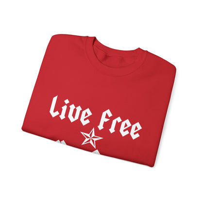 Live Free Ride Free - Light Letters - Unisex Heavy Blend™ Crewneck Sweatshirt