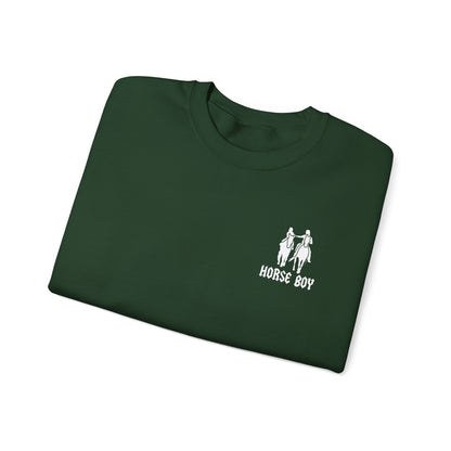 Horse Boy Logo Small White - Unisex Heavy Blend™ Crewneck Sweatshirt