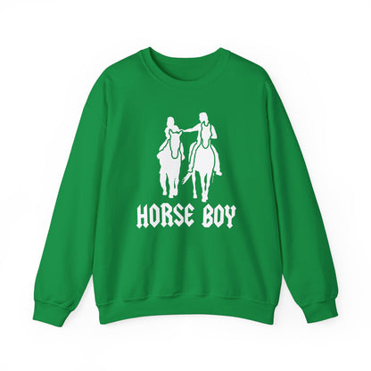 Horse Boy Logo White - Unisex Heavy Blend™ Crewneck Sweatshirt