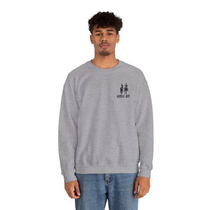Horse Boy Crewneck Sweatshirt — "Live Free • Ride Free" Back Print