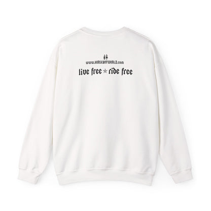 Horse Boy Crewneck Sweatshirt — "Live Free • Ride Free" Back Print