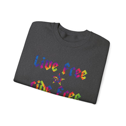 Live Free Ride Free Tie Dye Unisex Heavy Blend™ Crewneck Sweatshirt
