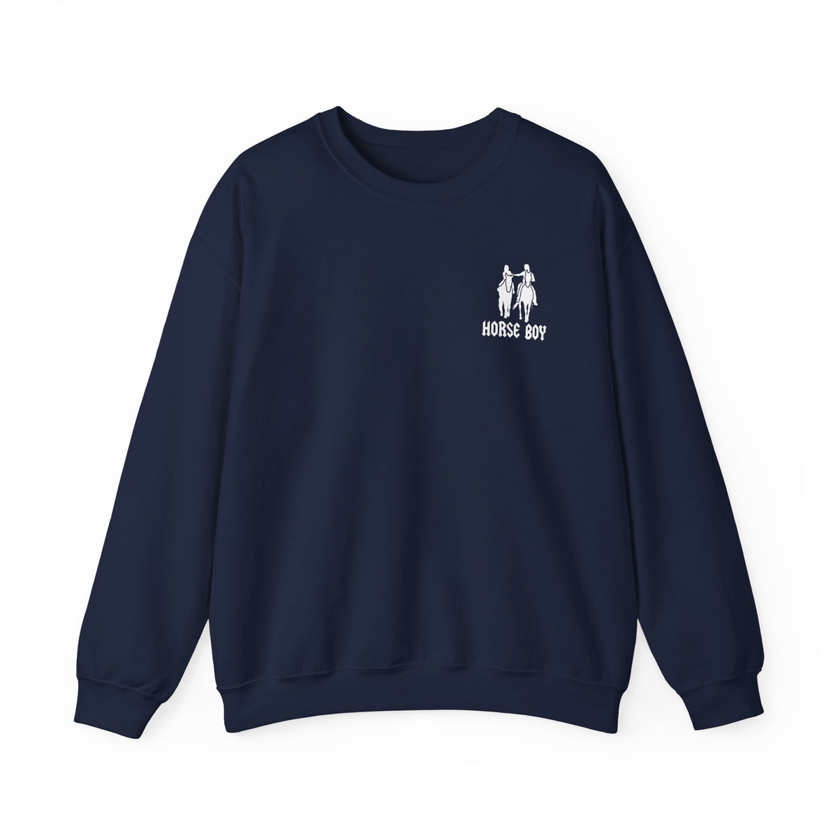Horse Boy Logo Small White - Unisex Heavy Blend™ Crewneck Sweatshirt