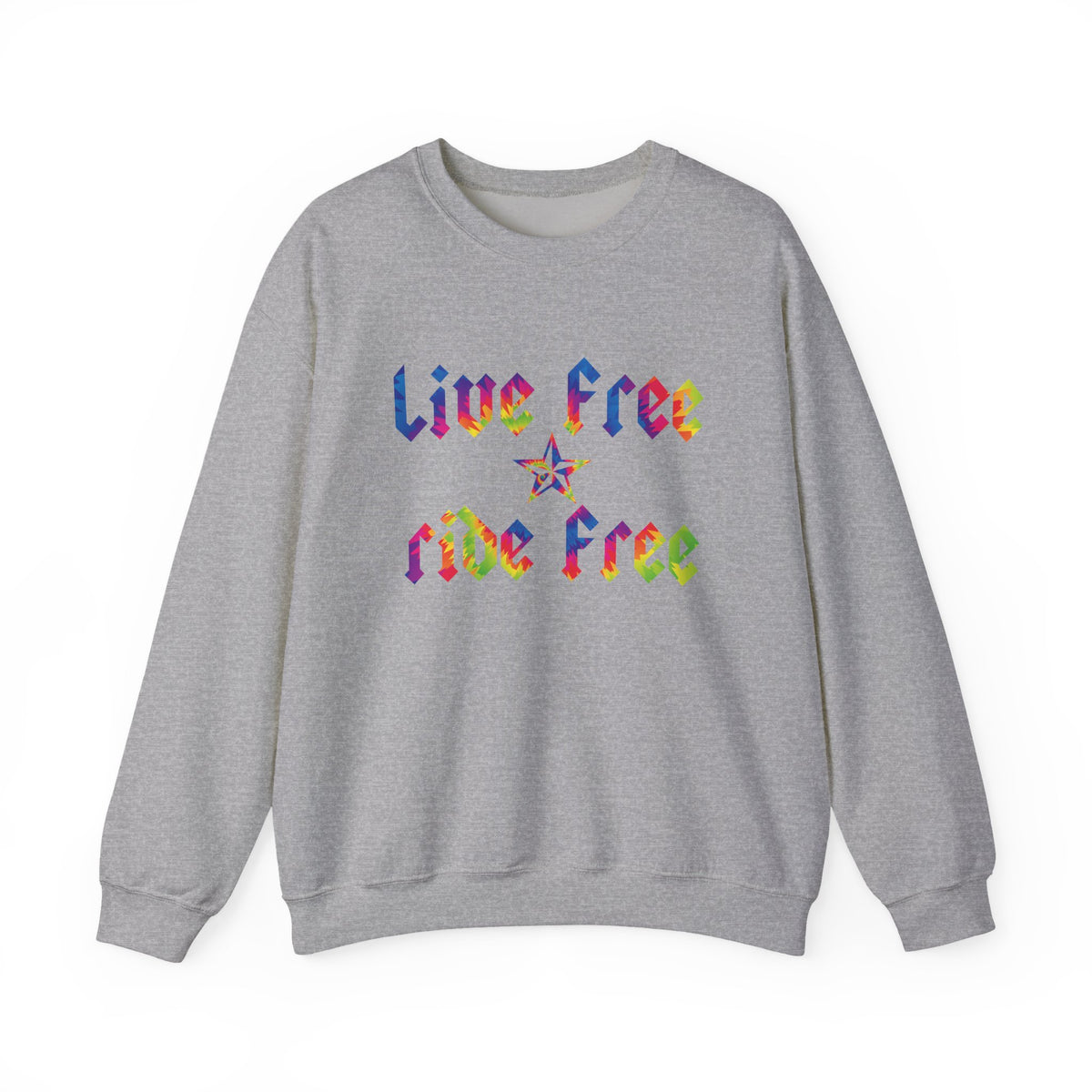 Live Free Ride Free Tie Dye Unisex Heavy Blend™ Crewneck Sweatshirt