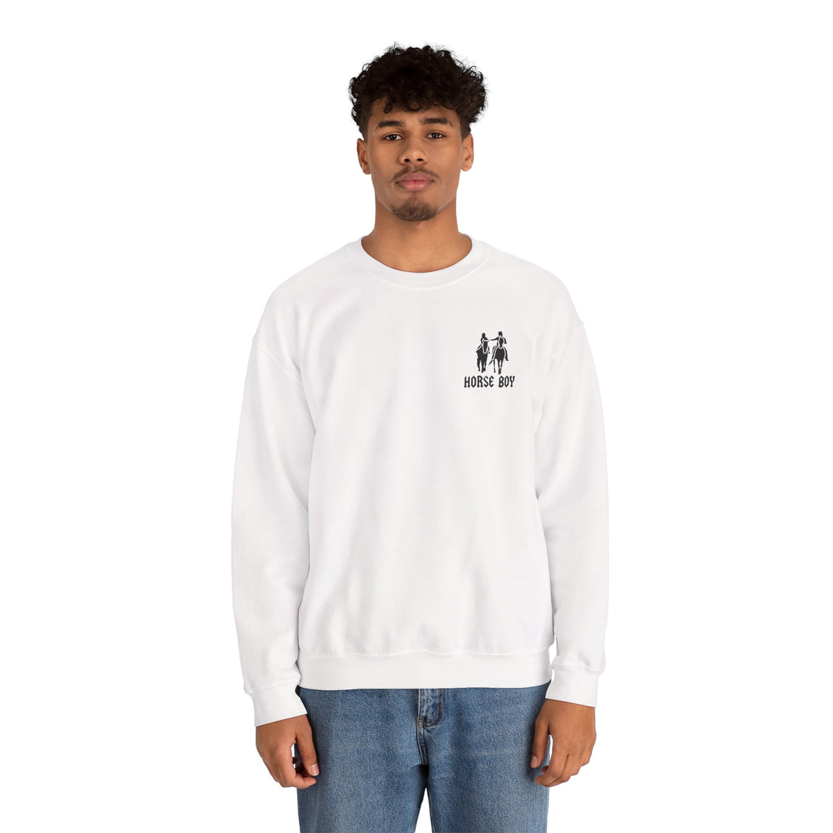 Horse Boy Crewneck Sweatshirt — "Live Free • Ride Free" Back Print