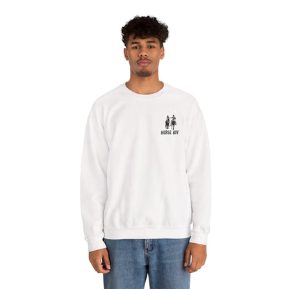 Horse Boy Crewneck Sweatshirt — "Live Free • Ride Free" Back Print