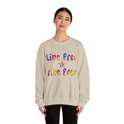 Live Free Ride Free Tie Dye Unisex Heavy Blend™ Crewneck Sweatshirt
