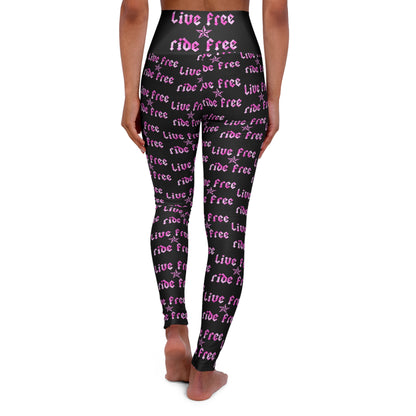 Live Free Ride Free Pink Tie Dye - High Waisted Yoga Leggings (AOP)