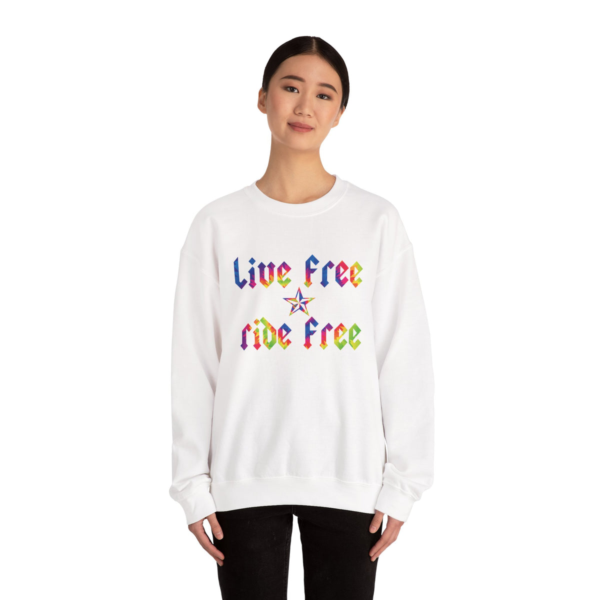 Live Free Ride Free Tie Dye Unisex Heavy Blend™ Crewneck Sweatshirt