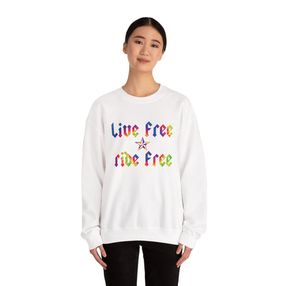 Live Free Ride Free Tie Dye Unisex Heavy Blend™ Crewneck Sweatshirt