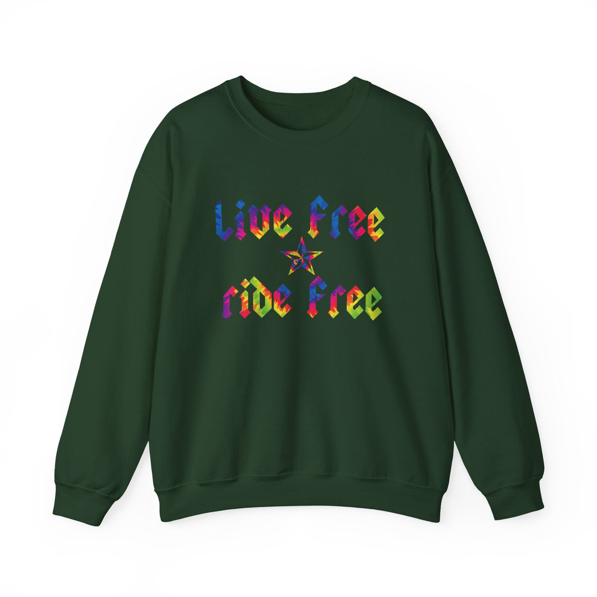 Live Free Ride Free Tie Dye Unisex Heavy Blend™ Crewneck Sweatshirt