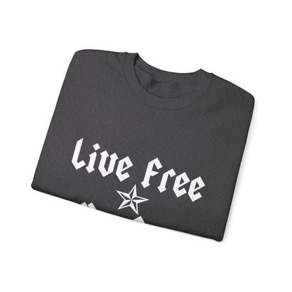 Live Free Ride Free - Light Letters - Unisex Heavy Blend™ Crewneck Sweatshirt