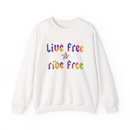 Live Free Ride Free Tie Dye Unisex Heavy Blend™ Crewneck Sweatshirt