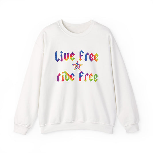Live Free Ride Free Tie Dye Unisex Heavy Blend™ Crewneck Sweatshirt