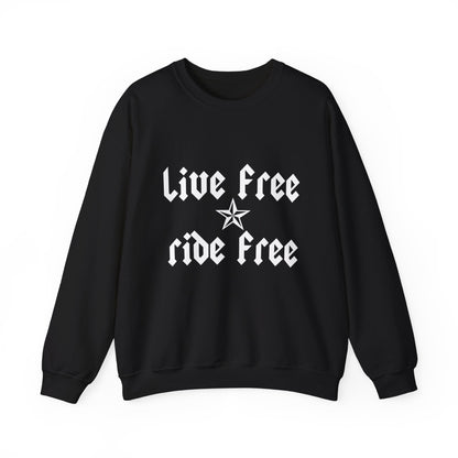 Live Free Ride Free - Light Letters - Unisex Heavy Blend™ Crewneck Sweatshirt