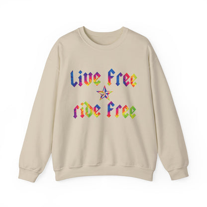 Live Free Ride Free Tie Dye Unisex Heavy Blend™ Crewneck Sweatshirt