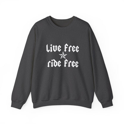 Live Free Ride Free - Light Letters - Unisex Heavy Blend™ Crewneck Sweatshirt