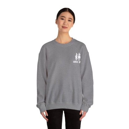 Horse Boy Logo Small White - Unisex Heavy Blend™ Crewneck Sweatshirt
