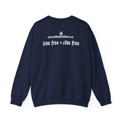 Horse Boy Logo Small White - Unisex Heavy Blend™ Crewneck Sweatshirt