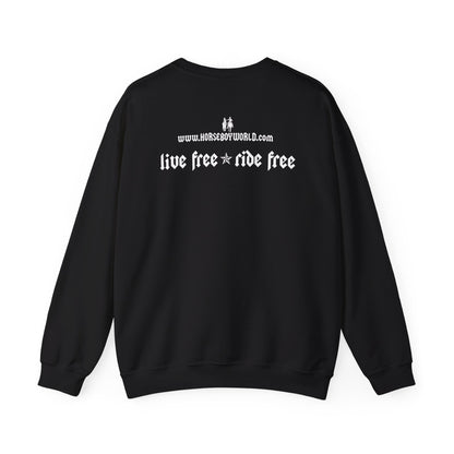 Horse Boy Logo Small White - Unisex Heavy Blend™ Crewneck Sweatshirt