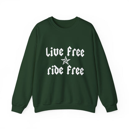 Live Free Ride Free - Light Letters - Unisex Heavy Blend™ Crewneck Sweatshirt