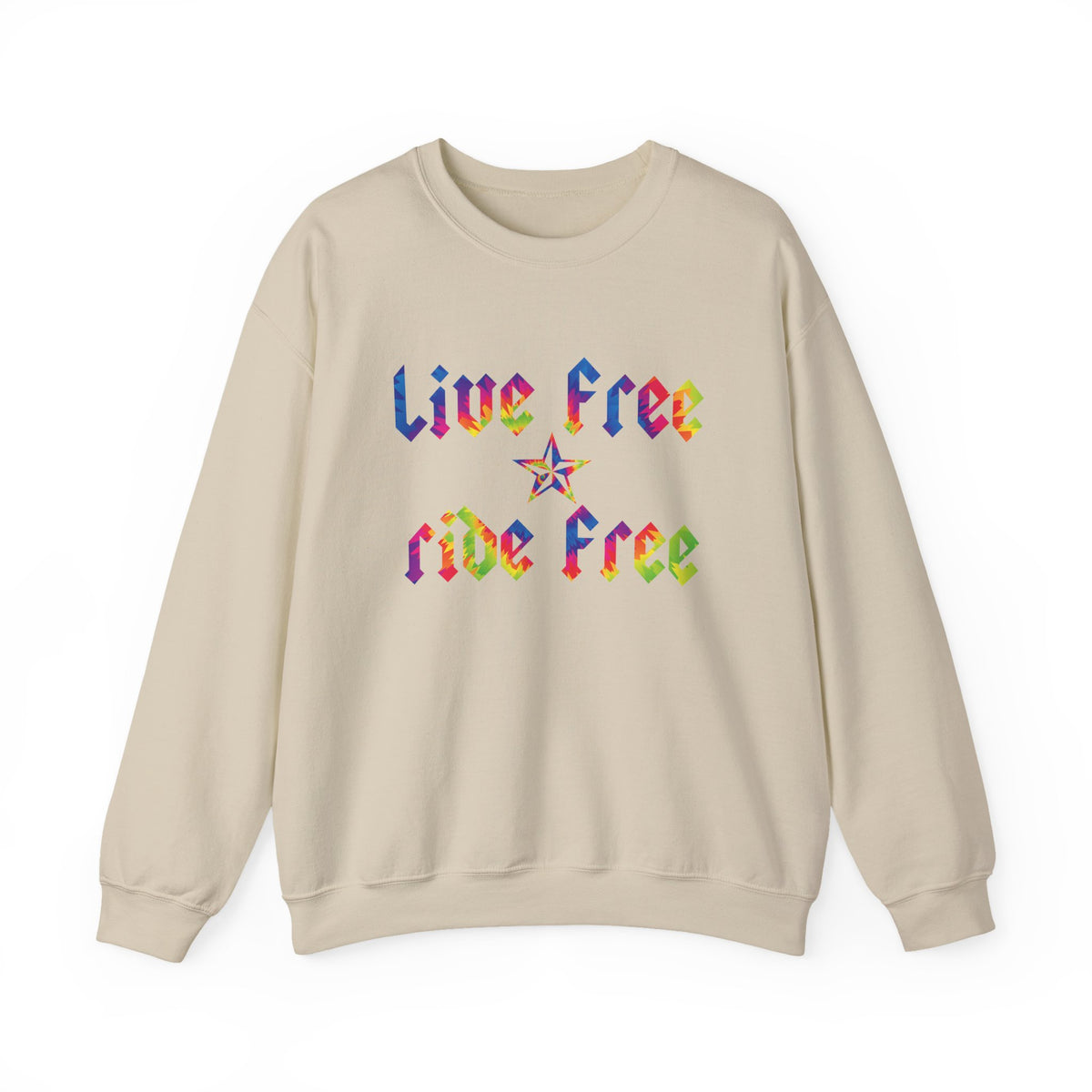 Live Free Ride Free Tie Dye Unisex Heavy Blend™ Crewneck Sweatshirt