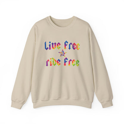 Live Free Ride Free Tie Dye Unisex Heavy Blend™ Crewneck Sweatshirt