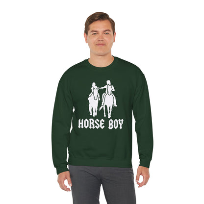 Horse Boy Logo White - Unisex Heavy Blend™ Crewneck Sweatshirt