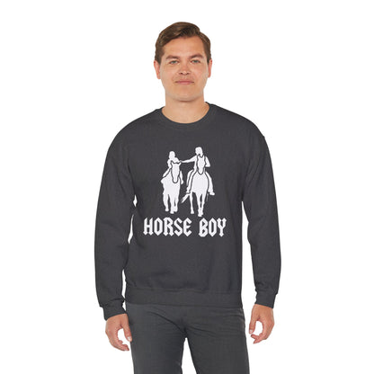 Horse Boy Logo White - Unisex Heavy Blend™ Crewneck Sweatshirt