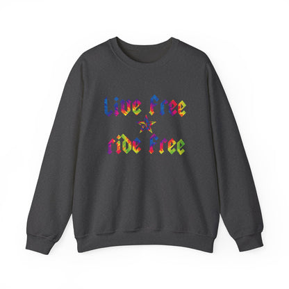 Live Free Ride Free Tie Dye Unisex Heavy Blend™ Crewneck Sweatshirt