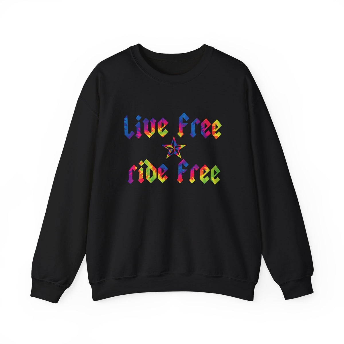 Live Free Ride Free Tie Dye Unisex Heavy Blend™ Crewneck Sweatshirt