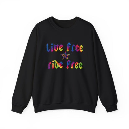 Live Free Ride Free Tie Dye Unisex Heavy Blend™ Crewneck Sweatshirt