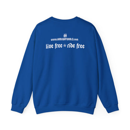 Horse Boy Logo Small White - Unisex Heavy Blend™ Crewneck Sweatshirt