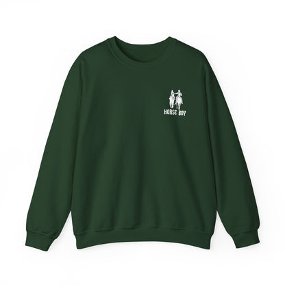 Horse Boy Logo Small White - Unisex Heavy Blend™ Crewneck Sweatshirt