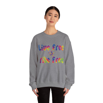 Live Free Ride Free Tie Dye Unisex Heavy Blend™ Crewneck Sweatshirt