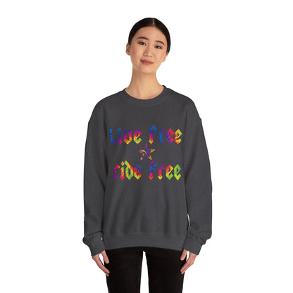 Live Free Ride Free Tie Dye Unisex Heavy Blend™ Crewneck Sweatshirt