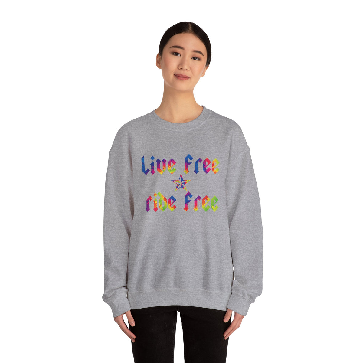 Live Free Ride Free Tie Dye Unisex Heavy Blend™ Crewneck Sweatshirt
