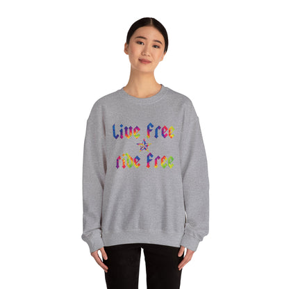 Live Free Ride Free Tie Dye Unisex Heavy Blend™ Crewneck Sweatshirt