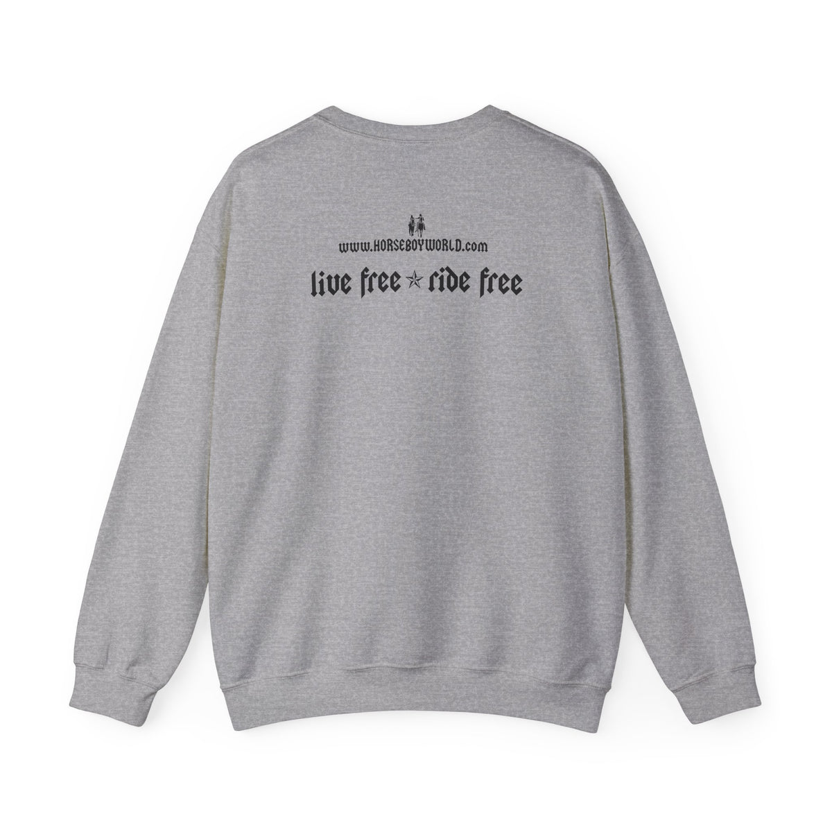 Horse Boy Crewneck Sweatshirt — "Live Free • Ride Free" Back Print
