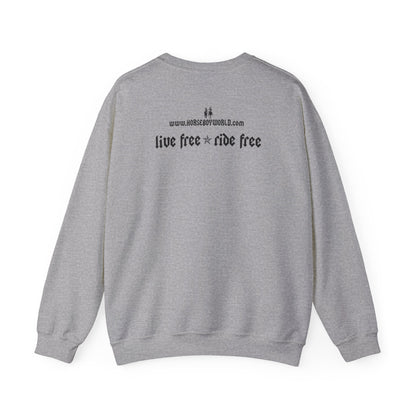 Horse Boy Crewneck Sweatshirt — "Live Free • Ride Free" Back Print