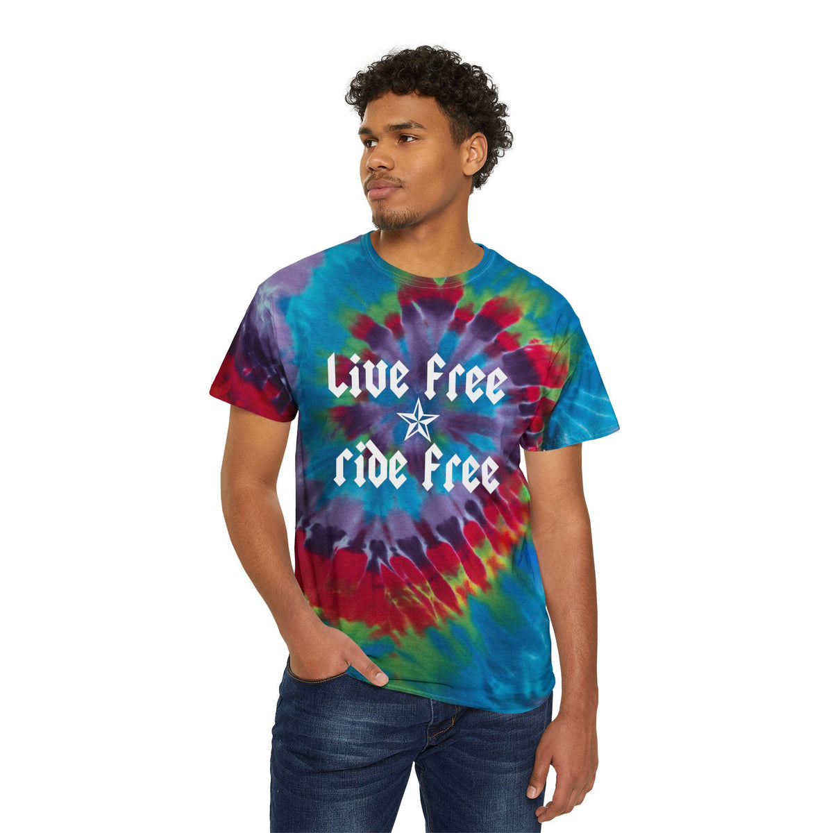 Live Free Ride Free - Tie-Dye Tee, Spiral